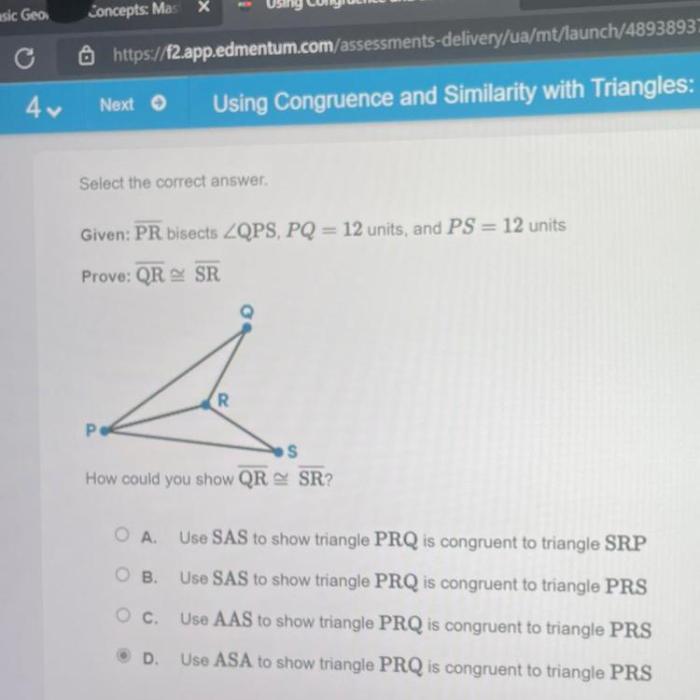 Q bisects pr pq 3y and pr 42